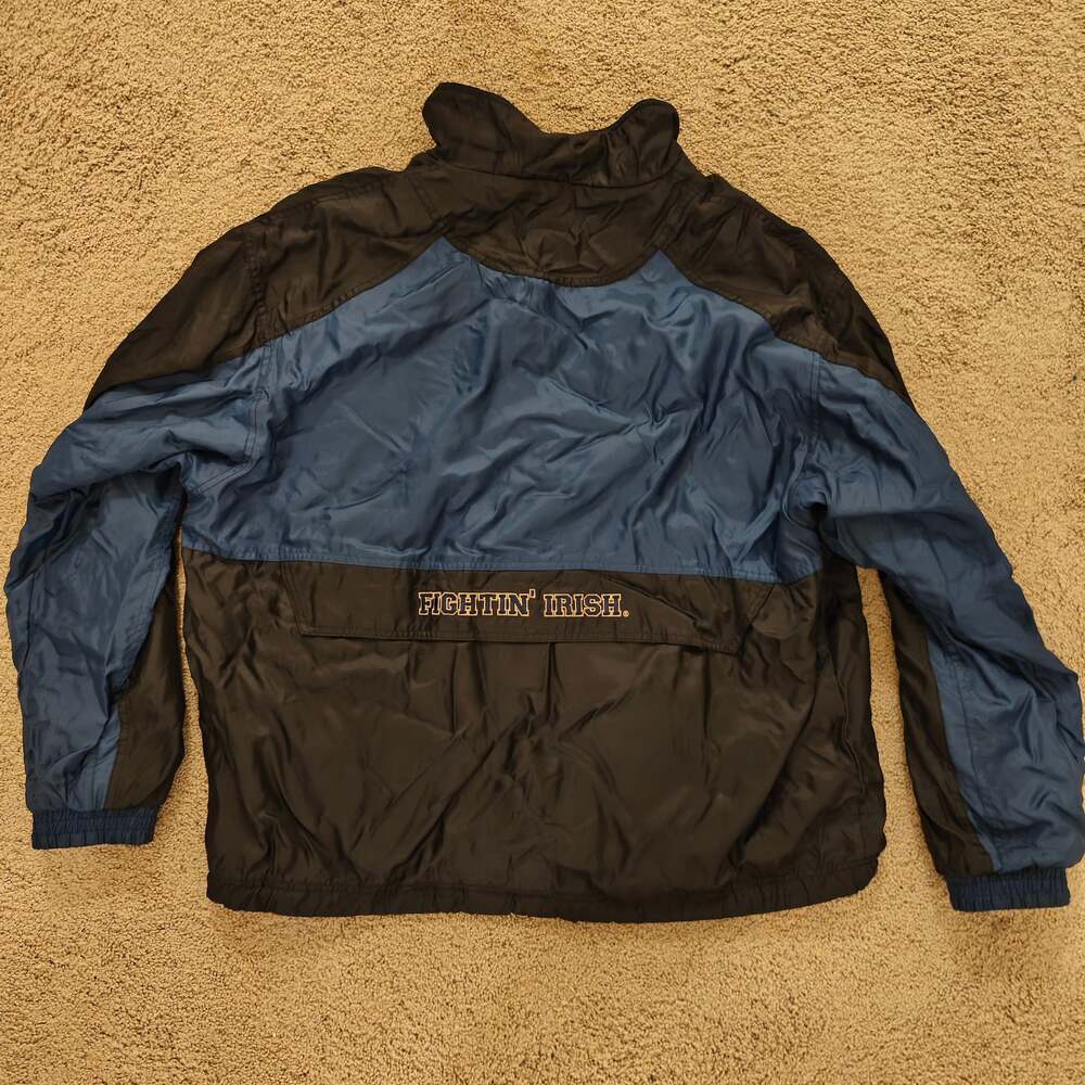Vintage Notre Dame Fighting Irish Blue and Black Full Zip Windbreaker Jacket - Picture 3 of 11